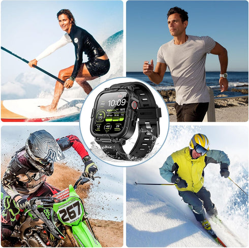 Dsytom Waterproof Case with Band | Rugged Shockproof Smartwatch Strap for Apple Watch 45mm 44mm 41mm 40mm