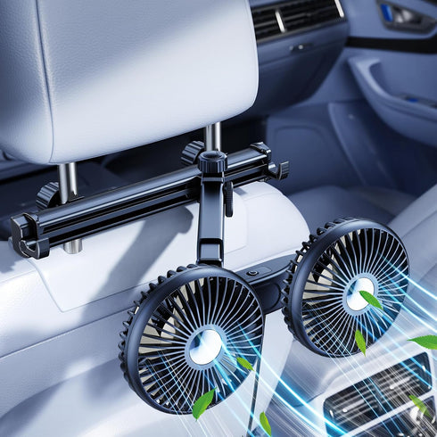 Long Arm Dual Head Car Cooling Fans for Back Seat for Kids,