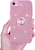 Wisdompro Case for iPhone SE 2022/2020, for iPhone 8, for iPhone 7, Cute Glitter Bling Sparkly Case with Ring Stand,