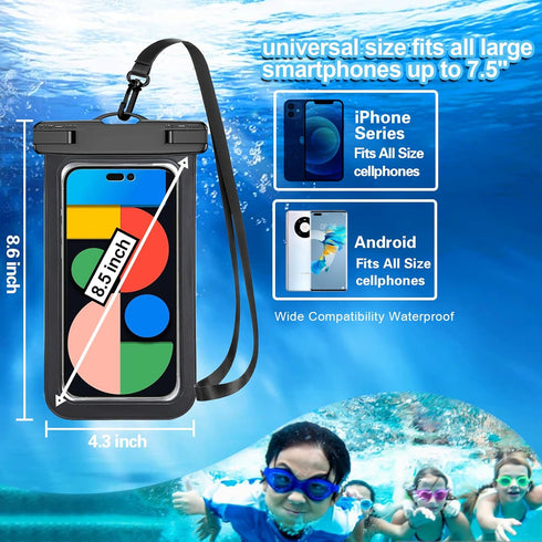8 Pack Multicolor Universal Waterproof Phone Pouch, Large Phone Waterproof Case Dry Bag (Protection Level: IP68) Outdoor Sports for Apple iPhone,Samsung,and up to 7.5" (Multicolor 8 Pack)