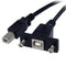 3 Ft Panel Mount USB Cable B to B - 1 Pack, 1 X Type B Male, 1 X Type B Female, Nickel Plated, Black