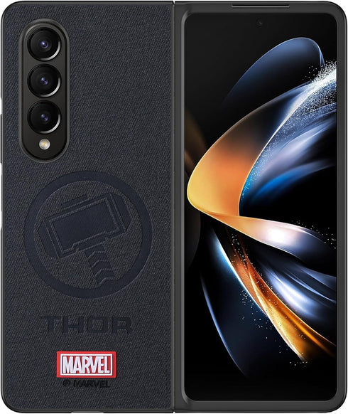 Case for Samsung Galaxy Z Fold 3 5G, Superhero Character Compatible Leather Case, Black