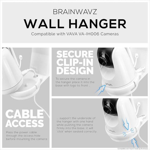 BRAINWAVZ Adhesive Wall Mount for VAVA Baby Monitor Camera (VA-IH006) - Easy to Install, No Mess