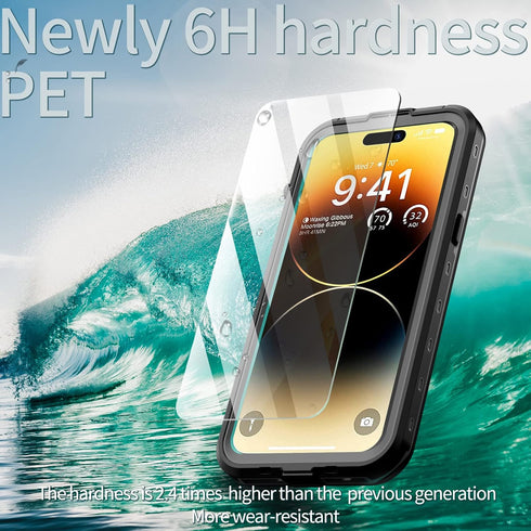 Hllhunkhe Waterproof Case for iPhone 14 Pro Max, Full Body Shockproof Dustproof with Screen Protector, Black 6.7''