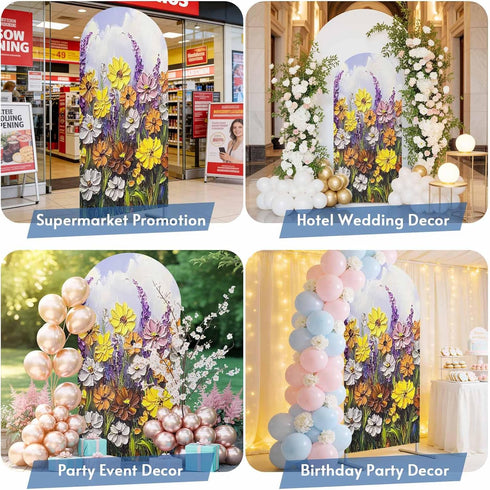 Jnbasdffb 6.6 Vintage Flowers Wedding Arch Cover,Stretchy Spandex Arch Backdrop Stand Covers FT,Spring Rustic Oil
