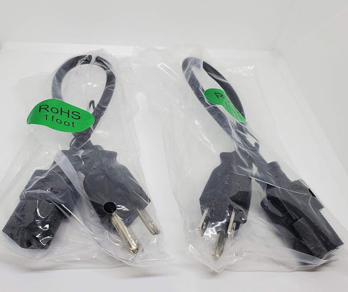 1 Foot 4 Pack Universal Short Power Cable Cord 18 AWG - 12 Inches IEC320 C13 to NEMA 5-15P