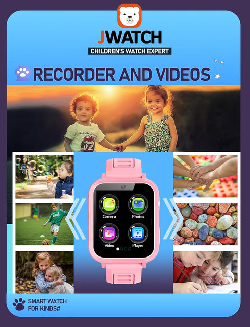 Kids Smart Watch for Boys Girls 6-12, Pedometer, Audio Book, Camera, Music Player, Birthday Present (Pink)