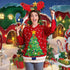 Funnytree 7x5FT Cartoon Christmas Village Photography Backdrop, Winter Snow Pine Tree Background for Kid Party