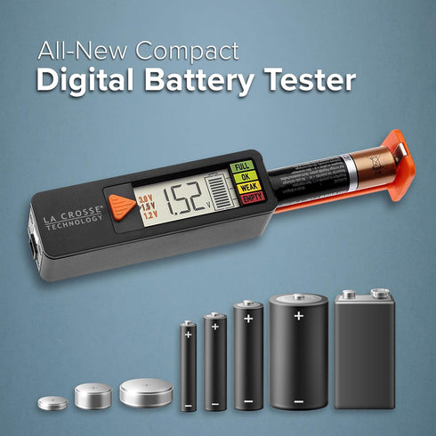 La Crosse 911-65557-INT Portable Digital Battery Tester, Black