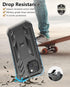 Protective Case for iPhone 13/14: Heavy Duty Military Grade Black Cover with Built-in Kickstand, Shock Proof Dual-Layer