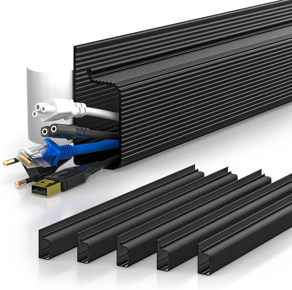 YECAYE 6X15.7in Under Desk Cable Management, Easy Install Self-Adhesive Cable Organizer, No Screw Kit for Home & Office