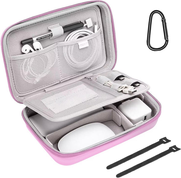 MOSISO Electronic Organizer Travel Case, Compatible with MacBook Power Adapter, Magic Mouse & Pencil, Pink