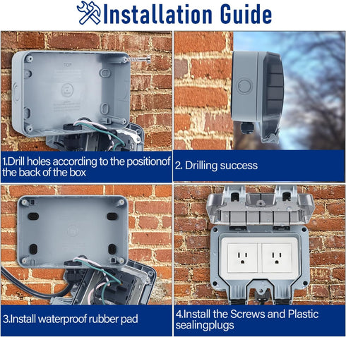 Outdoor Power Outlet with 16.4Ft Extension Cord, Weatherproof IP66 Electrical Outlet Box for Garden Outside