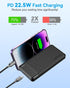 AsperX Portable Phone Charger 15000mAh, 22.5W Fast Charging USB C Battery Pack for iPhone 14/13, iPad, Samsung (Black)