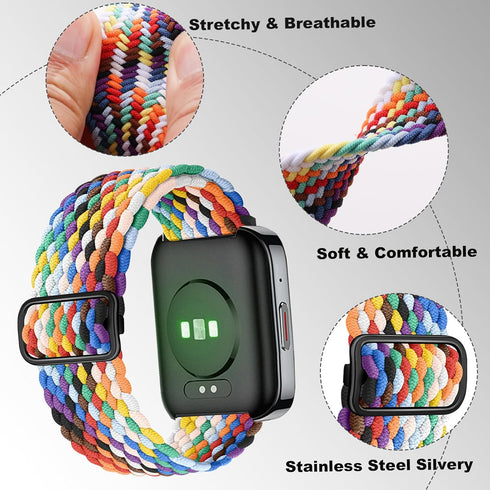 3 Pack Braided Nylon Adjustable Replacement Bands for SKG V7 Pro/ENOMIR/Tensky Smartwatch for Women Men