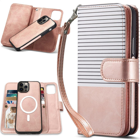 CASEOWL Compatible for iPhone 13 Pro Max Wallet Case for Women Men, Magnetic Detachable Folio Leather with Card Holder