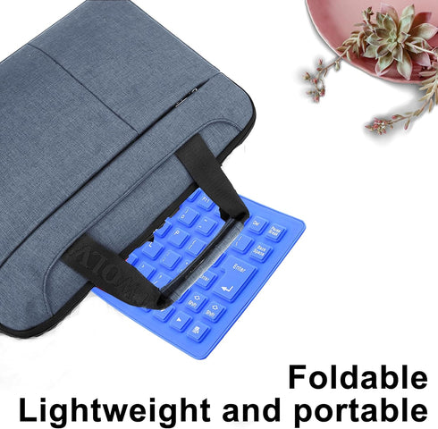 Soft Silicone Keyboard, Foldable, Portable Wired Keyboard, USB+PS2 Interface, Waterproof, 85 Keys (Blue)