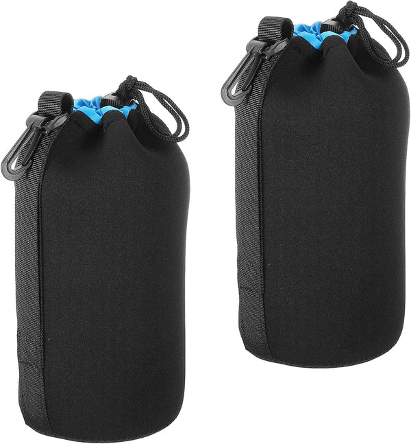 PATIKIL Camera Lens Bag, 2 Pcs 3.9" IDx9.8 H Drawstring Pouch with Thick Protective Neoprene for DSLR Lens