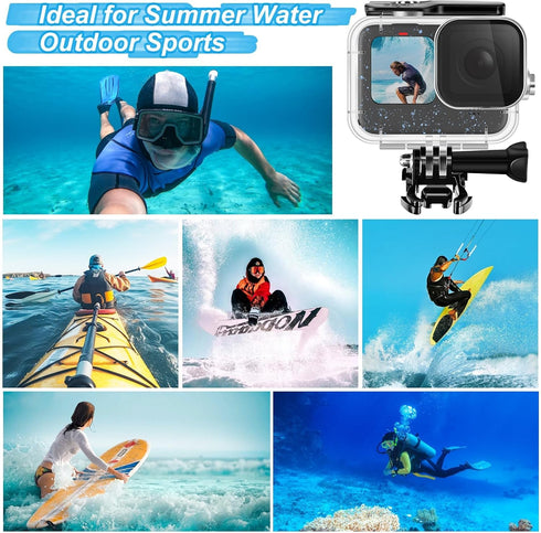 Accessories Kit for Gopro Hero 12 11 10 9, Waterproof Housing Case, Underwater Float Handle, Silicone Sleeve, Bundle Set
