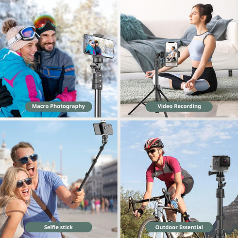SENSYNE 72" Phone Tripod - Extendable Cell Phone Tripod Stand with Wireless Remote and Phone Holder, Compatible with