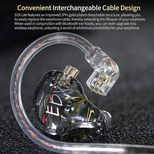 KZ EDX Lite in-ear Headphones, HiFi Earphones with Detachable Cable, Audiphiles ‘in-ear Monitor (Transparent)