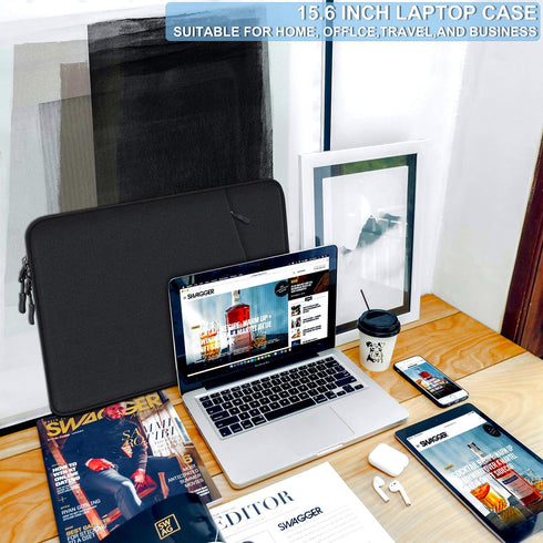 Laptop Case 15.6 inch, Shockproof Protective Sleeve with Accessories Pocket, Water Resistant Bag for MacBook/Dell/HP