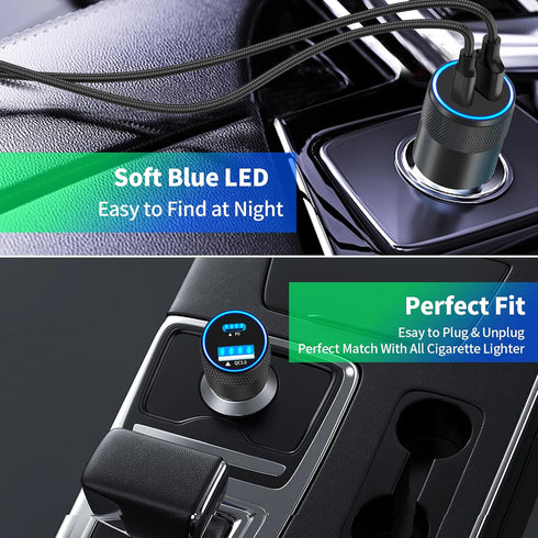 ?MFi Certified?iPhone 15 Car Charger Fast Charging, Braveridge 2Pack 66W USB-C PD&QC3.0 Power Car Charger