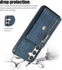 Phone Case for Samsung Galaxy S24 5G - Wallet Cover with Tempered Glass Screen Protector, Blue
