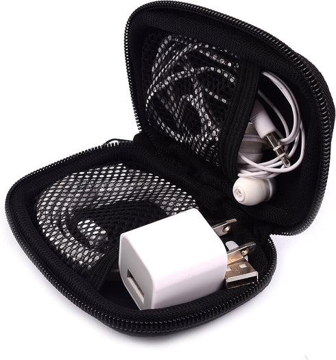 Black Universal Neoprene Zipper Headphone Dock Charger Cable Organizer Case for Various USB, Mp3, Charge