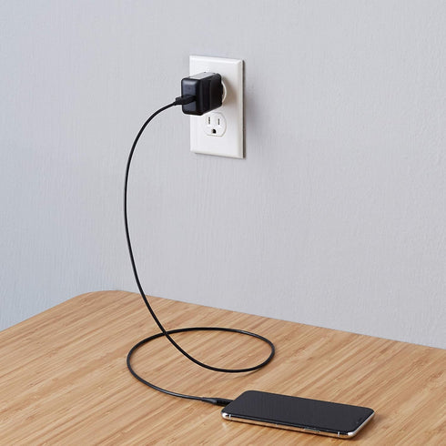 Amazon Basics 12W One-Port USB-A Wall Charger (2.4A) for Phones (iPhone 15/14/13/12/11/X, Samsung, and more), non-PPS,