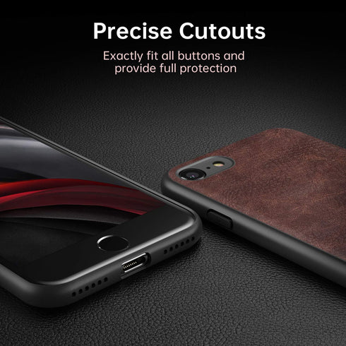 SALAWAT iPhone SE 2020 Case, Slim PU Leather Vintage Shockproof Cover for 4.7 inch (Dark Brown)
