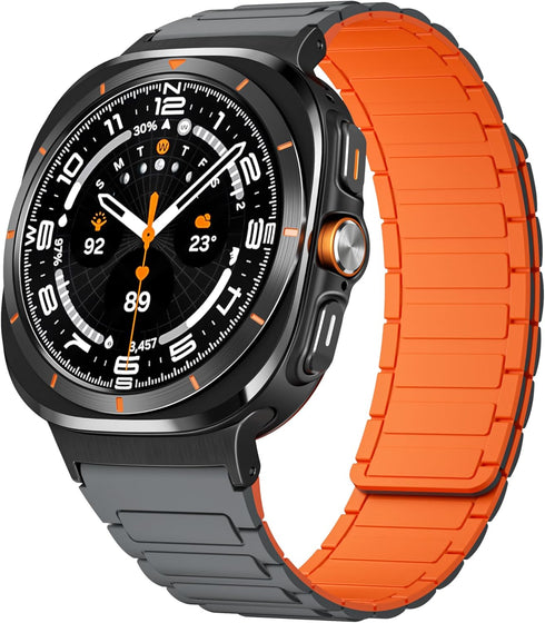 Magnetic Watch Band for 2024 Samsung Galaxy Watch 7 Ultra 47mm, Rugged Sport Silicone Wristband with Strong Magnet