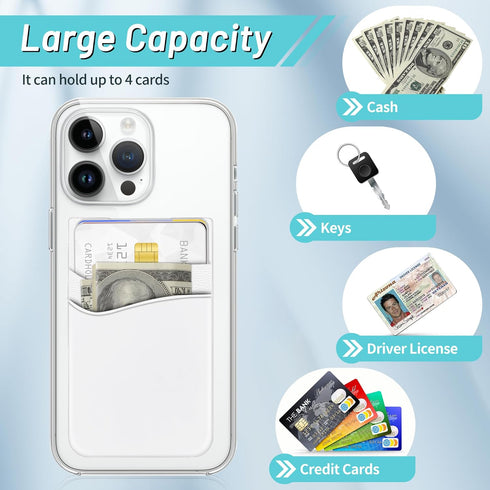 SHANSHUI Phone Wallet, Credit Card Holder for Back of Phone Case, Stick on ID Business Cards (3 Pack Black Grey White)
