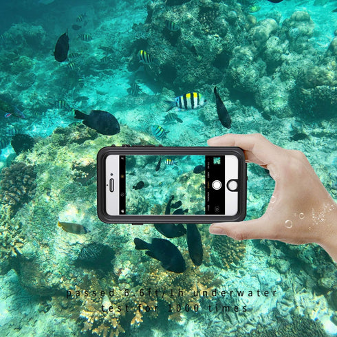 Lanhiem iPhone 8 Plus Case, IP68 Waterproof Dustproof with Built-in Screen Protector, Full Body Cover, Black