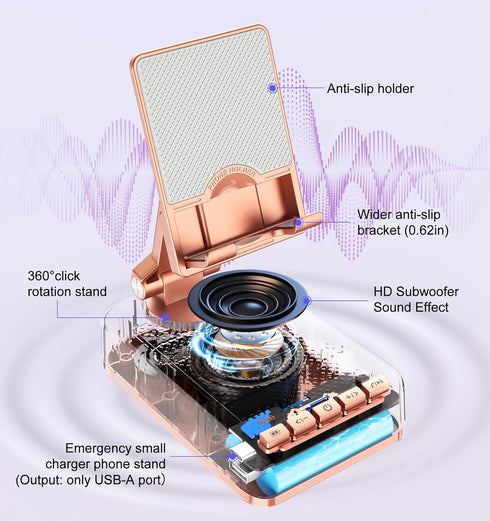 Joymate 360 Gifts for Women Girls, Bluetooth Speaker Phone Stand with Charging Function Rotable Adjustable Cell Phone