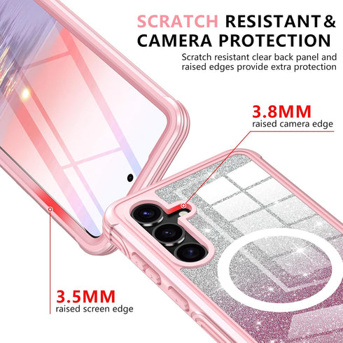 Hekodonk Glitter Case for Samsung Galaxy S24 Plus, Compatible with MagSafe, Full Body Shockproof with Screen & Camera