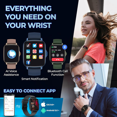 Inspiratek Smartwatch for Men & Women, Multi-Function Health Fitness Watch with Accurate All-Day Sleep, Step & Heart
