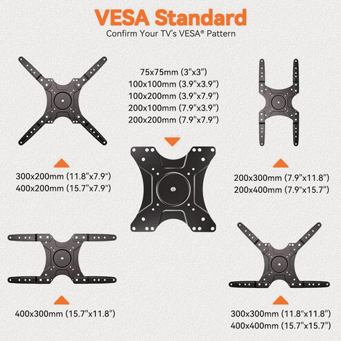 EZISE 26-55 Inch 400x400mm 86lbs Full-Motion TV Wall Mount for Most TVs, Articulating TV Mount with Swivel & Tilt