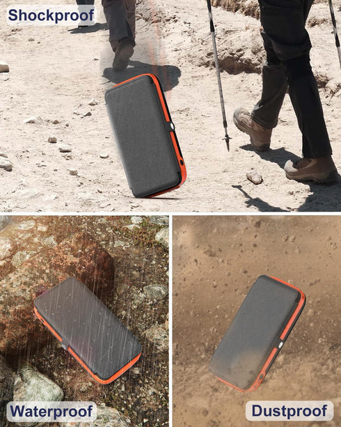 CONXWAN Solar Charger Power Bank, 27000mAh USB C Solar Phone Charger with 3 USB Outputs