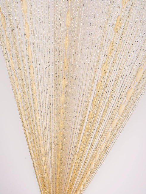 Hysenm Beige Panel Door String Curtains 39x79 Inch Soft Balls Romantic Glitter Fringe Room Divider Home Décor