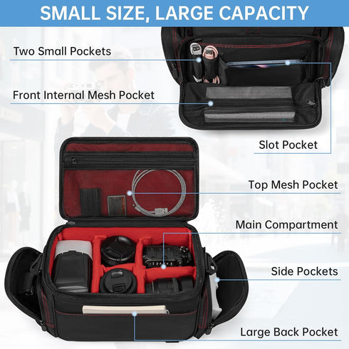 ANILD DSLR Gadget Bag, Crossbody Camera Bag for Photographers, Solid Water-resistant Travel Photography Camera