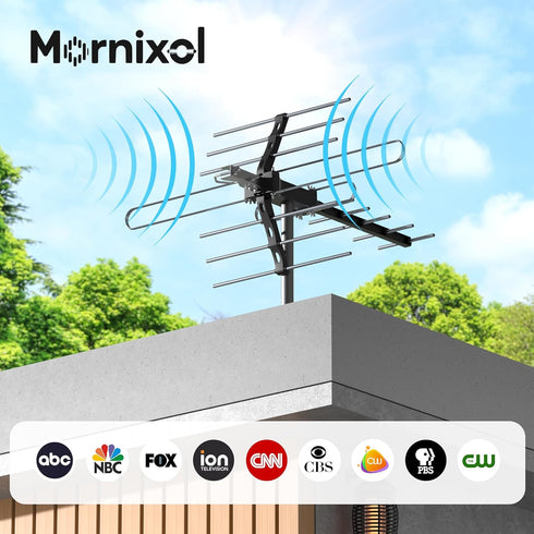 Mornixol 70-Mile 4K, 1080P, Outdoor TV Antenna, Range Digital TV Antenna, Easy No-Tools Installation