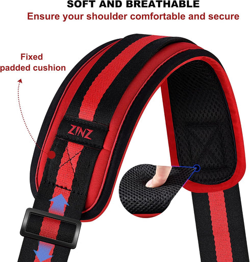 ZINZ Shoulder Strap 59 Inch, Universal Bag Strap with Ultra-Thick Breathable Pad, Stripe-BRB Design