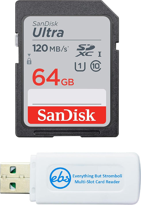 SanDisk 64GB SDXC SD Ultra Memory Card for Canon Powershot ELPH 180, 190 is, SX420 is (SDSDUN4-064G-GN6IN) Bundle