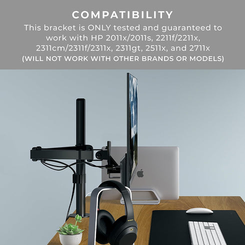 HumanCentric VESA Mount Adapter Bracket for HP Monitors, 2011x, 2211x, 2311x, 2511x, 2711x