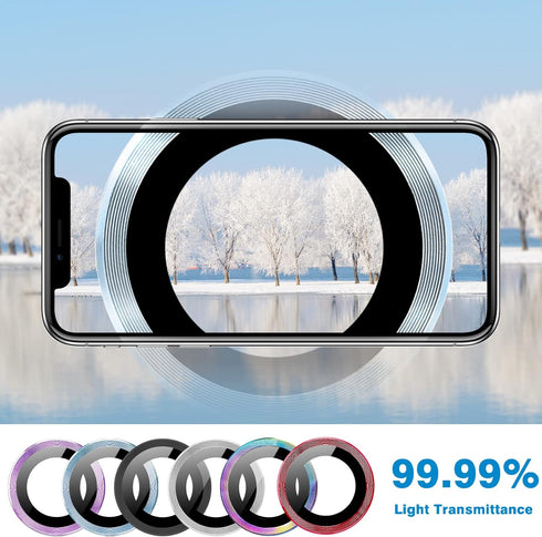 iPhone 15 & 15 Plus Camera Lens Protector - 9H Tempered Glass, Shockproof Metal Ring, Anti-Scratch - 2 Pcs Colorful