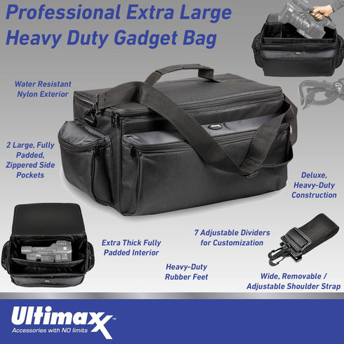 Ultimaxx Professional Extra-Large, Well-Padded, Water-Resistant Gadget Bag Compatible with Canon, Sony, Nikon, Pentax
