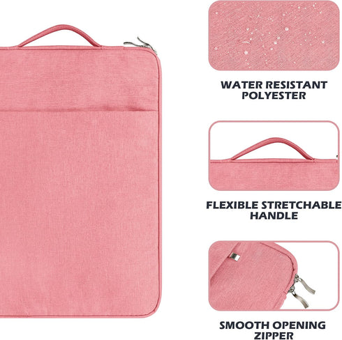 RAINYEAR 15.6 Inch Laptop Sleeve Case, Padded Briefcase with Handle Strap for Chromebook, Pink