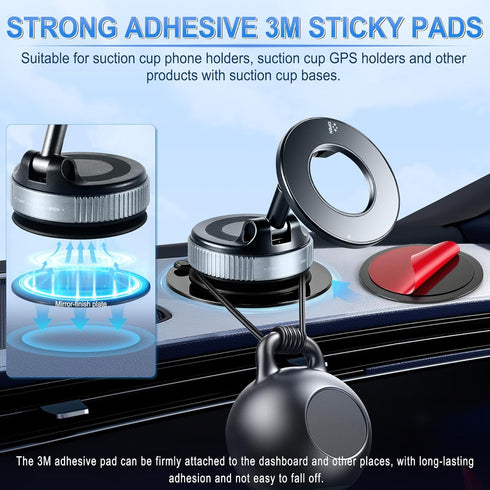 LivTee 3PCS 3.15" Car Dashboard Pad for Suction Cup Phone Mounts & GPS Suction Mounts, Backed with Strong Adhesive pad