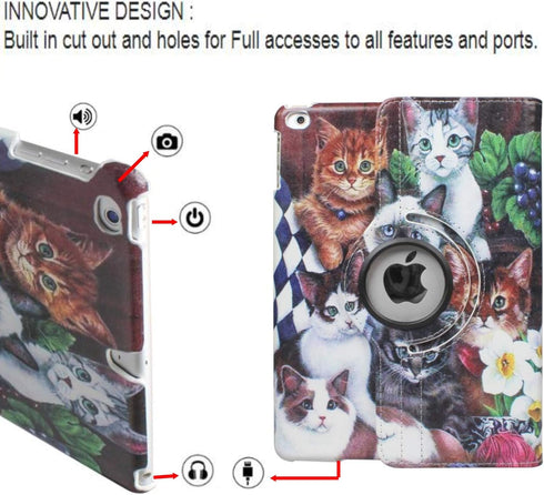 Case for iPad Pro 9.7 inch (2016), Model A1475 A1674/A1673, 360 Degree Rotating Smart Cover